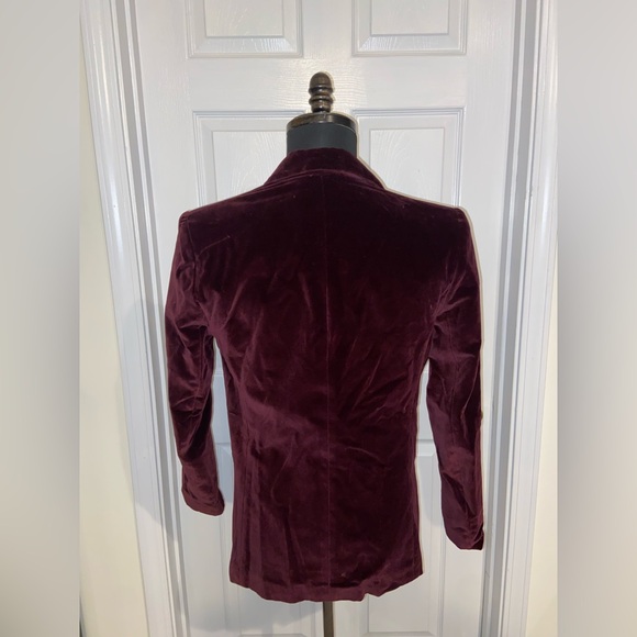 Rafaella Women’s Burgundy Velvet Blazer size 6 business casual 100% cotton - Picture 3 of 7